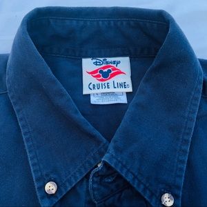 Disney Cruise Line LS Dress Shirt Blue Large